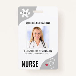 Tarjeta De Identificación Insignia de ENFERMERÍA Gris editable para estetios