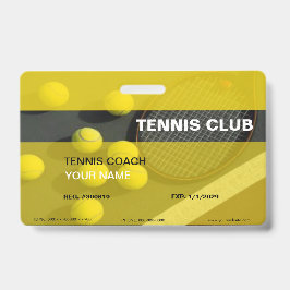 Tarjeta De Identificación Insignia de Entrenador de Tenis