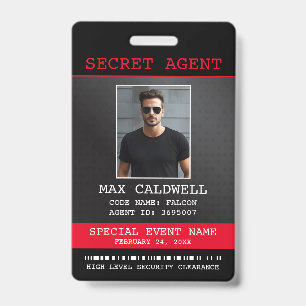Tarjeta De Identificación Insignia de Espía Corporativo Agente Secreto