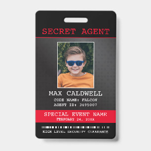 Tarjeta De Identificación Insígnia de Espía de Agente Secreto