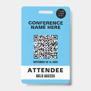 Tarjeta De Identificación Insígnia de evento de conferencia azul sólido