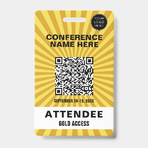 Tarjeta De Identificación Insígnia de evento de conferencia Starburst Yellow