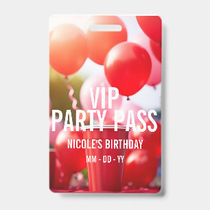 Tarjeta De Identificación Insígnia de evento de fiesta de cumpleaños VIP