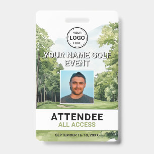 Tarjeta De Identificación Insígnia de evento de golf con foto