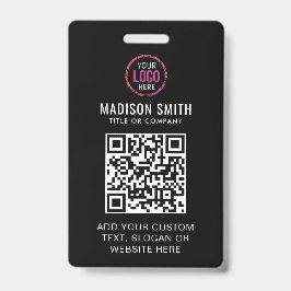 Tarjeta De Identificación Insígnia de evento de logotipo negro moderno códig