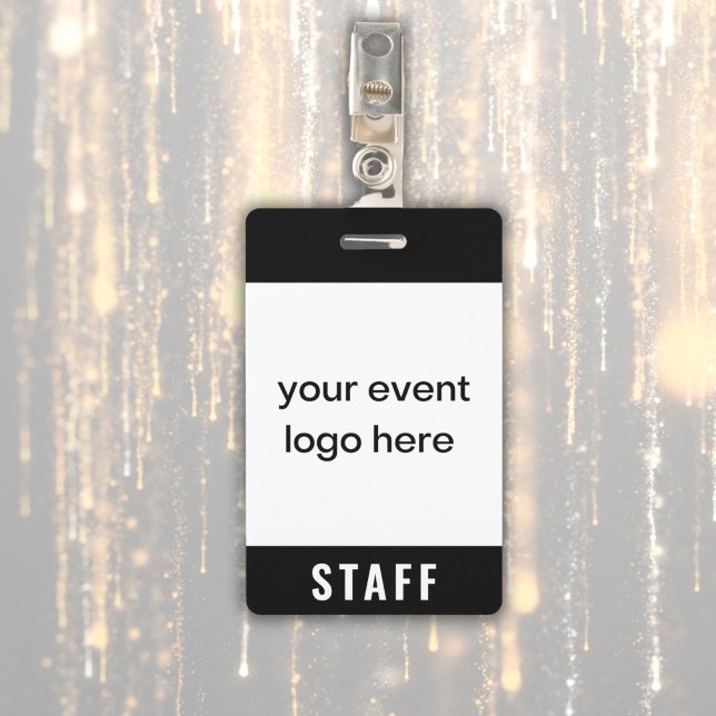 Tarjeta De Identificación Insignia de evento de personal (Staff event badge with custom logo)