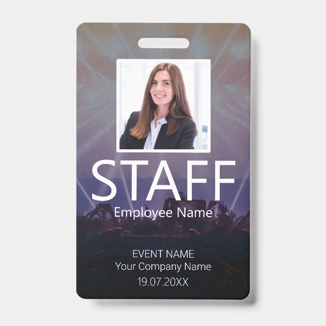 Tarjeta De Identificación Insígnia de evento de personalizada para personal (Parte frontal)