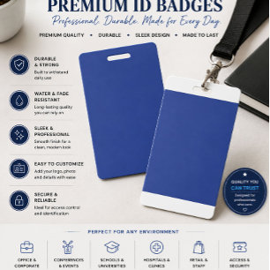 Tarjeta De Identificación Insígnia de evento personalizada azul ejecutivo