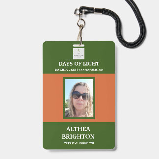 Tarjeta De Identificación Insígnia de evento personalizada con foto naranja 