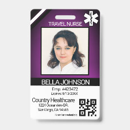 Tarjeta De Identificación Insígnia de Foto del Campo Médico - Enfermera de V