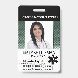 Tarjeta De Identificación Insígnia de Foto del Campo Médico - Verde