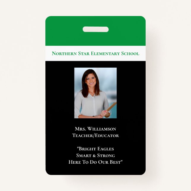 Tarjeta De Identificación Insignia de foto del profesor para el personal ver (Anverso)