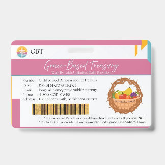 Tarjeta De Identificación Insignia de GBT (Recuerda la Gracia Cristiana)