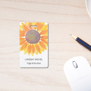 Tarjeta De Identificación Insignia de girasol de instructor de yoga personal