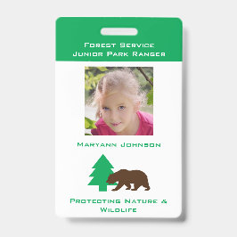 Tarjeta De Identificación Insignia de Guarda Parque Falso para Niños Persona