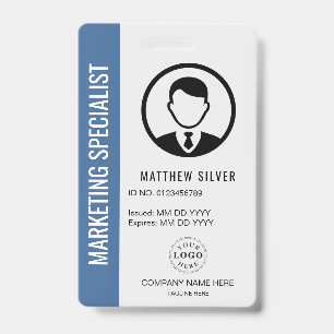 Tarjeta De Identificación Insignia de identificación azul moderada para uso 