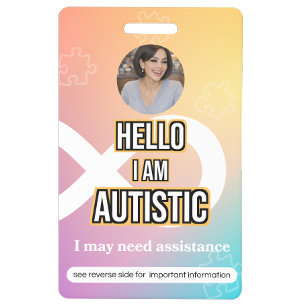 Tarjeta De Identificación Insignia de identificación de alerta de autismo –