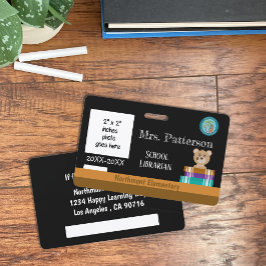 Tarjeta De Identificación Insignia de identificación de bibliotecario escola