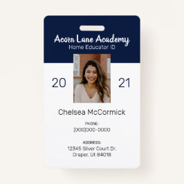 Tarjeta De Identificación Insignia de identificación de educador de escuela 