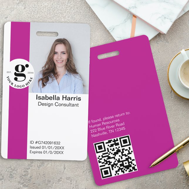 Tarjeta De Identificación Insignia de identificación de empleado rosa con có (Subido por el creador)