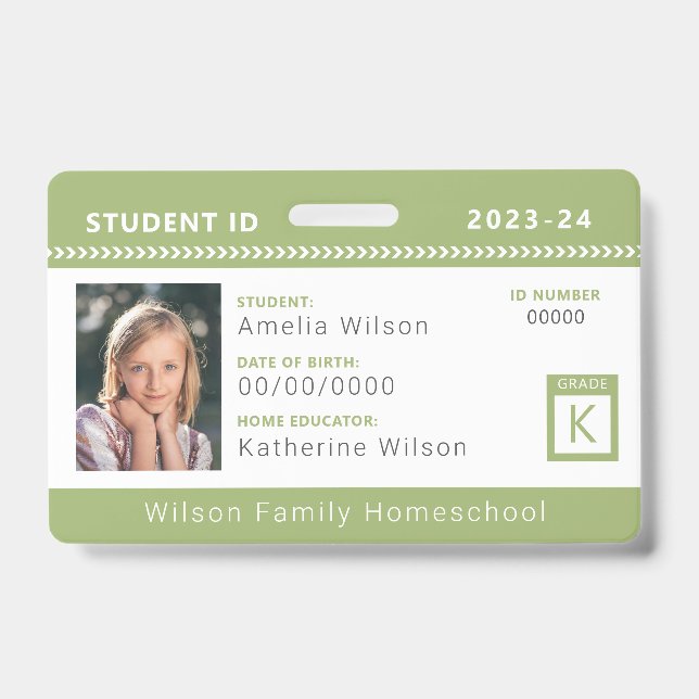 Tarjeta De Identificación Insignia de identificación de estudiante de colegi (Anverso)