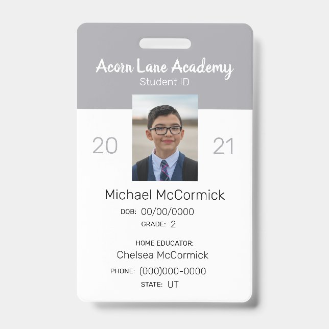 Tarjeta De Identificación Insignia de identificación de estudiante de colegi (Anverso)