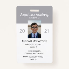 Tarjeta De Identificación Insignia de identificación de estudiante de colegi