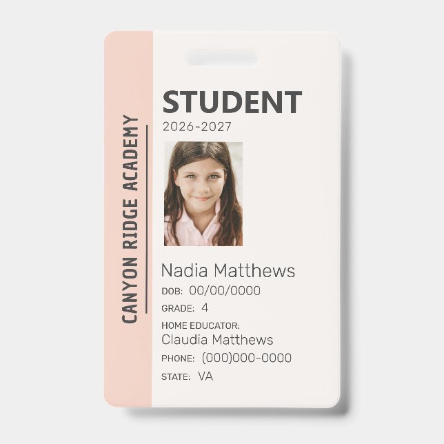 Tarjeta De Identificación Insígnia de identificación de estudiante de educac (Parte frontal)