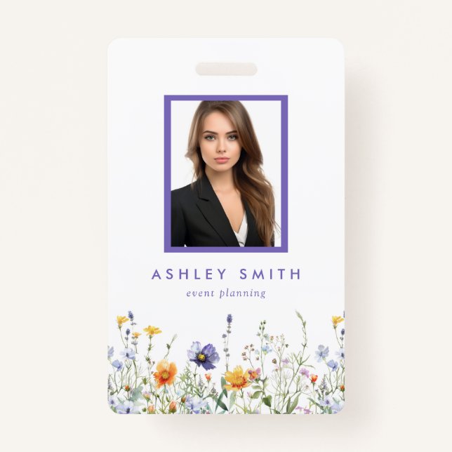 Tarjeta De Identificación Insignia de identificación de flor silvestre (Anverso)