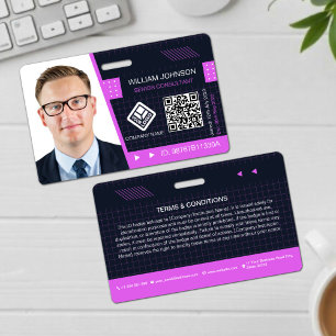 Tarjeta De Identificación Insignia de identificación de foto de código QR pú