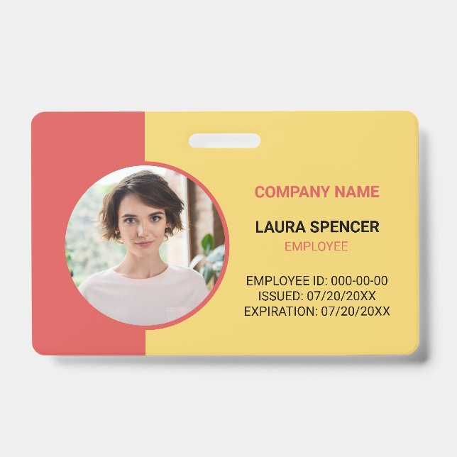 Tarjeta De Identificación Insignia de identificación de foto de empleado hor (Parte frontal)