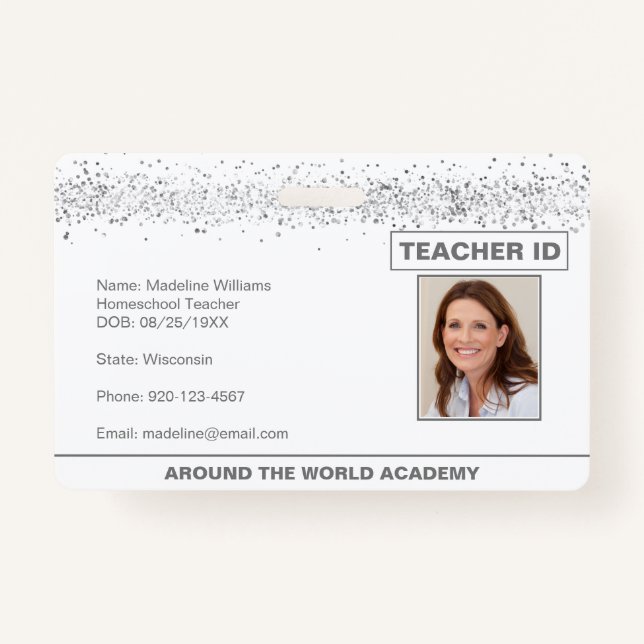 Tarjeta De Identificación Insignia de identificación de profesor de escuela  (Anverso)
