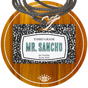 Tarjeta De Identificación insignia de identificación de profesor de libro de