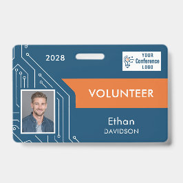 Tarjeta De Identificación Insígnia de identificación de voluntario con foto 