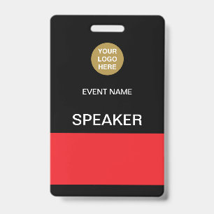 Tarjeta De Identificación Insignia de identificación del evento Black Red Sp