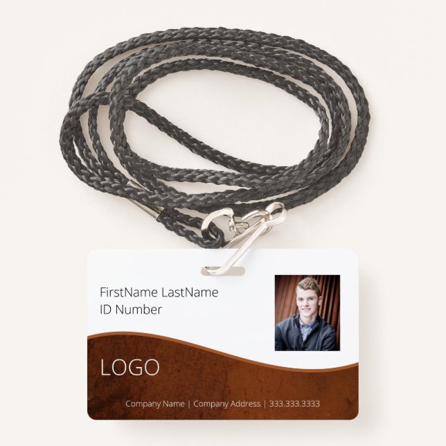 Tarjeta De Identificación Insignia de identificación profesional Brown para  (Anverso son cordón)