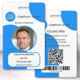 Tarjeta De Identificación Insígnia de identificación retro en azul blanco y 