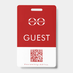 Tarjeta De Identificación Insígnia de invitado personalizada roja con logoti