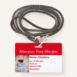 Tarjeta De Identificación Insignia de la foto del Personalizado de Alerta Al
