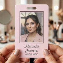 Insígnia de Maquillaje de Empleado de Retrato Rosa