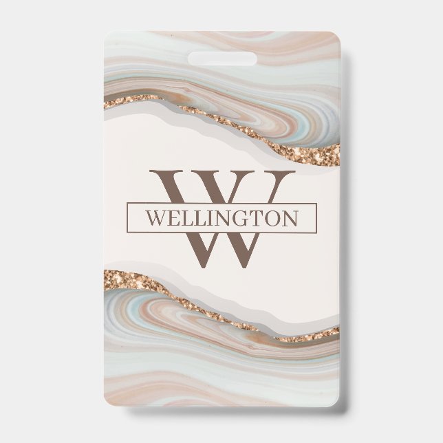 Tarjeta De Identificación Insignia de mármol de piedra de ágata (Parte frontal)