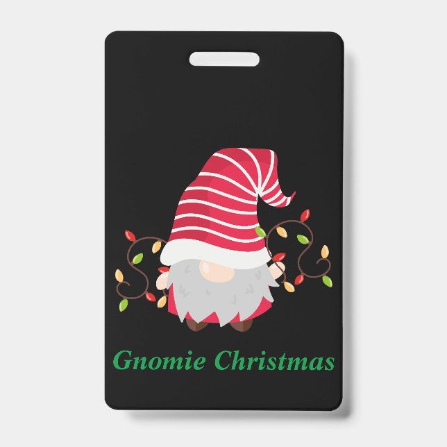 Tarjeta De Identificación Insígnia de Navidad Gnomie (Parte frontal)