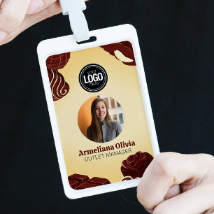 Tarjeta De Identificación Insignia de negocio de chocolate moderno personali