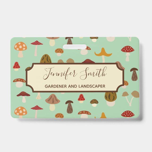 Tarjeta De Identificación Insignia de Negocios de Hongos de Otoño (Parte frontal)