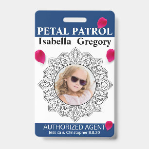 Tarjeta De Identificación Insígnia de niña de las flores de Petal Patrol