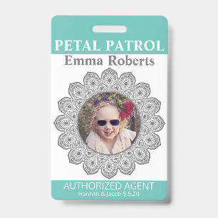 Tarjeta De Identificación Insignia de niña de las flores de Petal Patrol