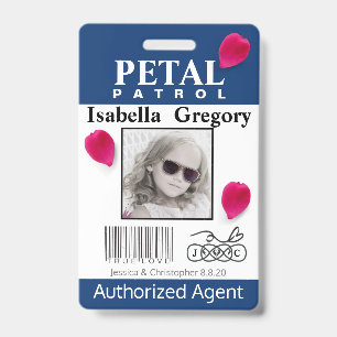 Tarjeta De Identificación Insignia de niña de las flores Petal Patrol
