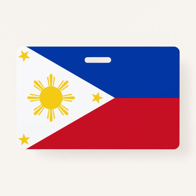 Tarjeta De Identificación Insignia de nombre con bandera de Filipinas (Anverso)