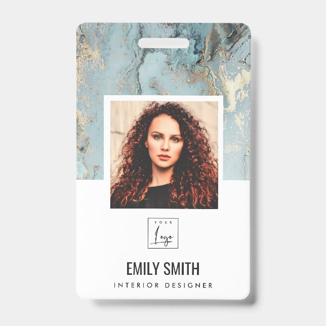 TARJETA DE IDENTIFICACIÓN INSIGNIA DE NOMBRE CON CÓDIGO DE BARRAS FOTO DE EM (Parte frontal)