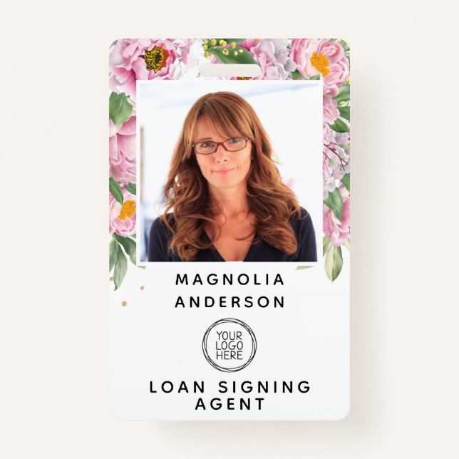 Tarjeta De Identificación Insignia de nombre de código de barras del logotip (Anverso)